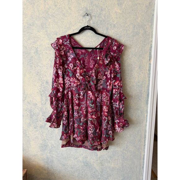 FOR LOVE AND LEMONS BERRY FLORAL ROMPER - Picture 2 of 11